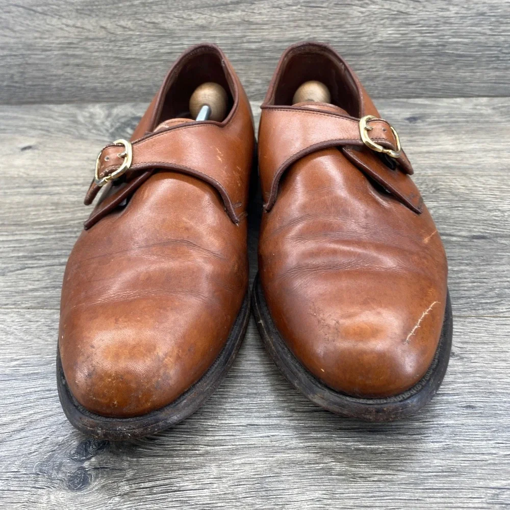 Allen Edmonds Standish Monk Strap Shoes Mens 9 EEE Brown Leather Buckle 2461